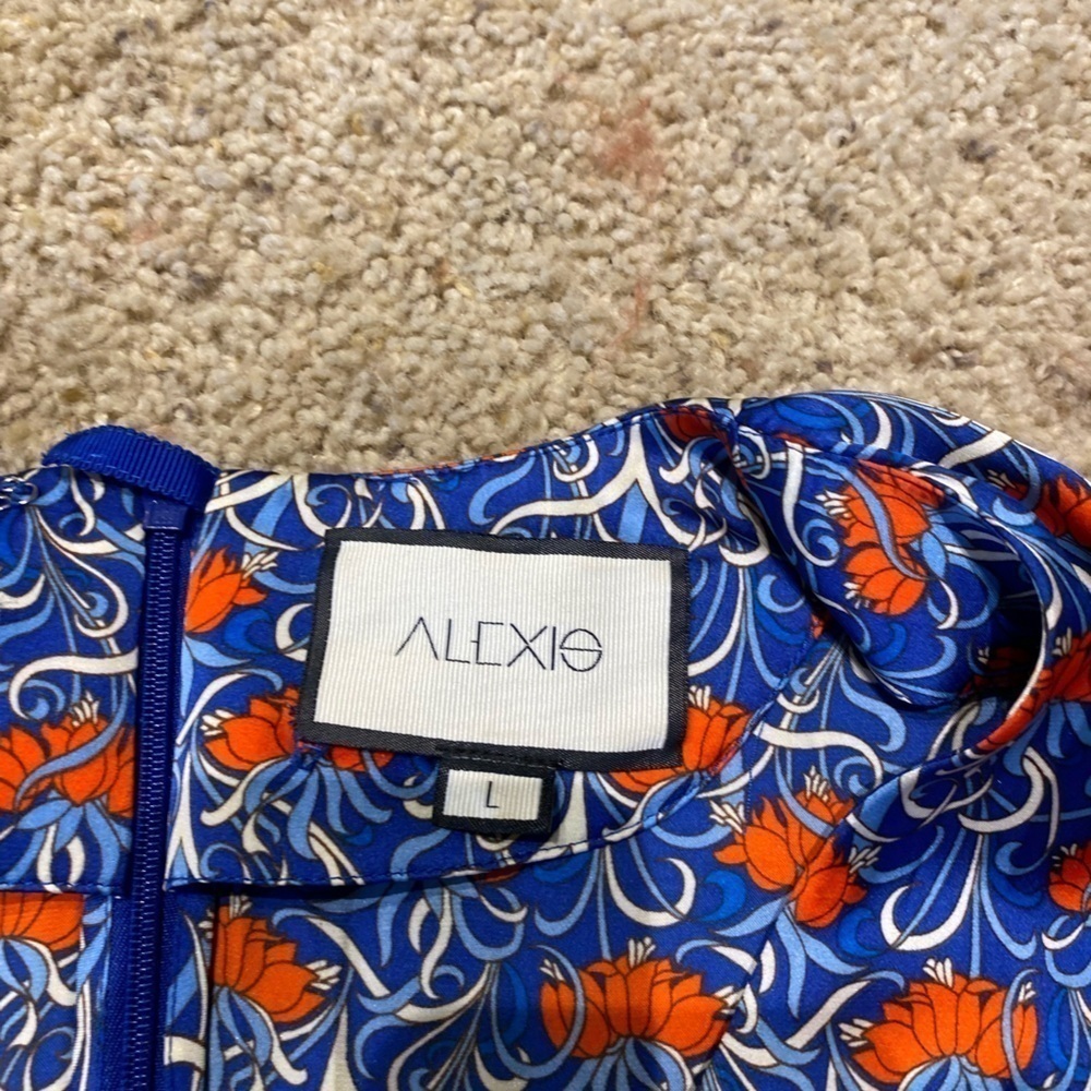 ALEXIS Women’s Alleria Floral Print Dress Blue Size L Ruffle Detail Midi - Picture 4 of 9